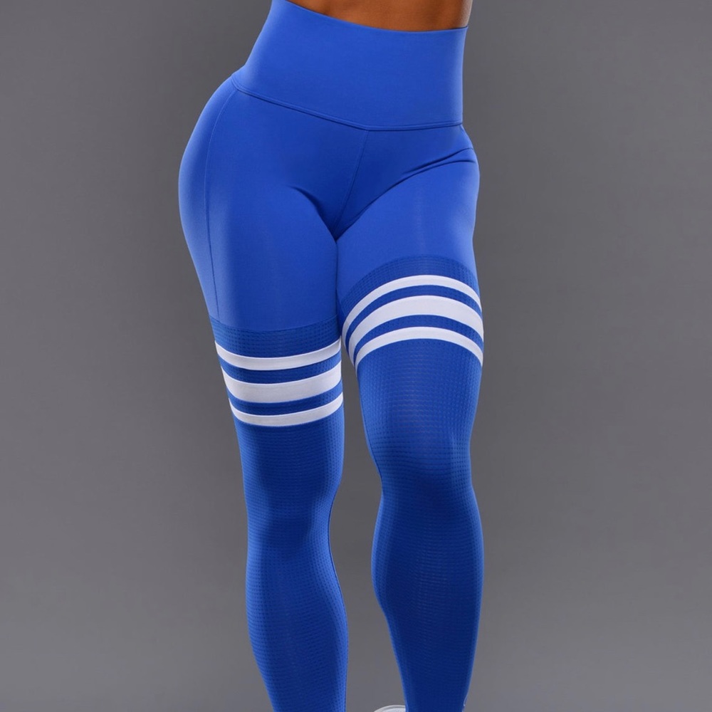 XS Bombshell Sportswear royal blue thigh high leggings.